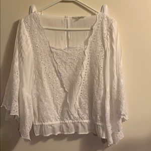 Flowy embroidered shirt white